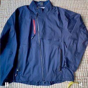 RLX Ralph Lauren Men's Dark Blue Raincoat with Red Accent Size L